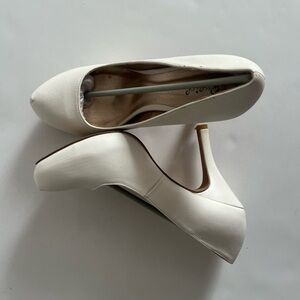White platform high heel shoes
